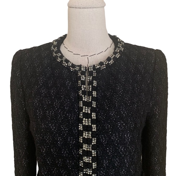 Alice + Olivia Rhinestone Bead Embellished Tweed Evening Party Blazer Jacket - Picture 2 of 12